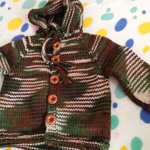 Infant's Hand Knit Hooded Sweater  #3